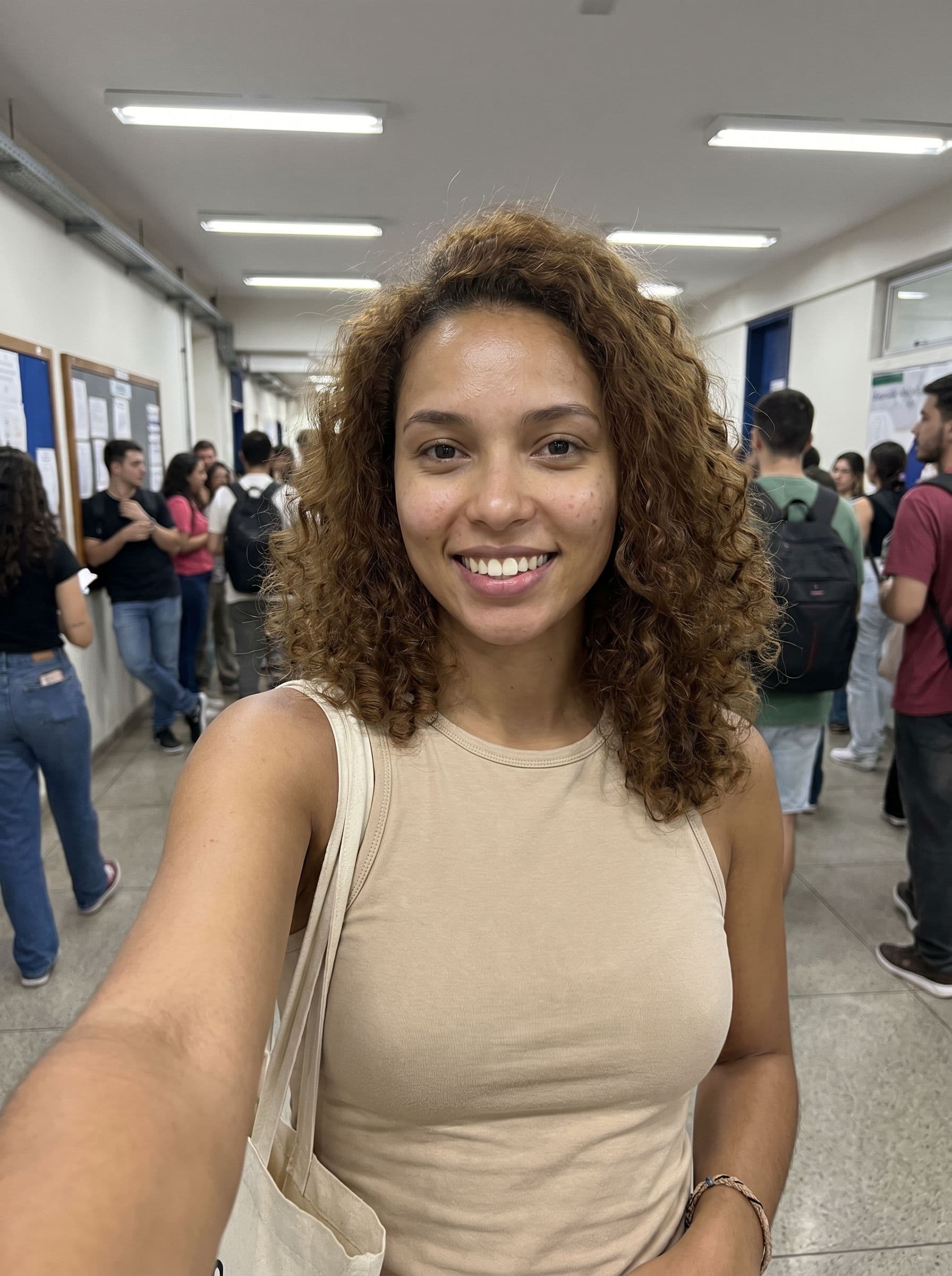 Mulher jovem — selfie → retrato panorâmico braços cruzados — selfie